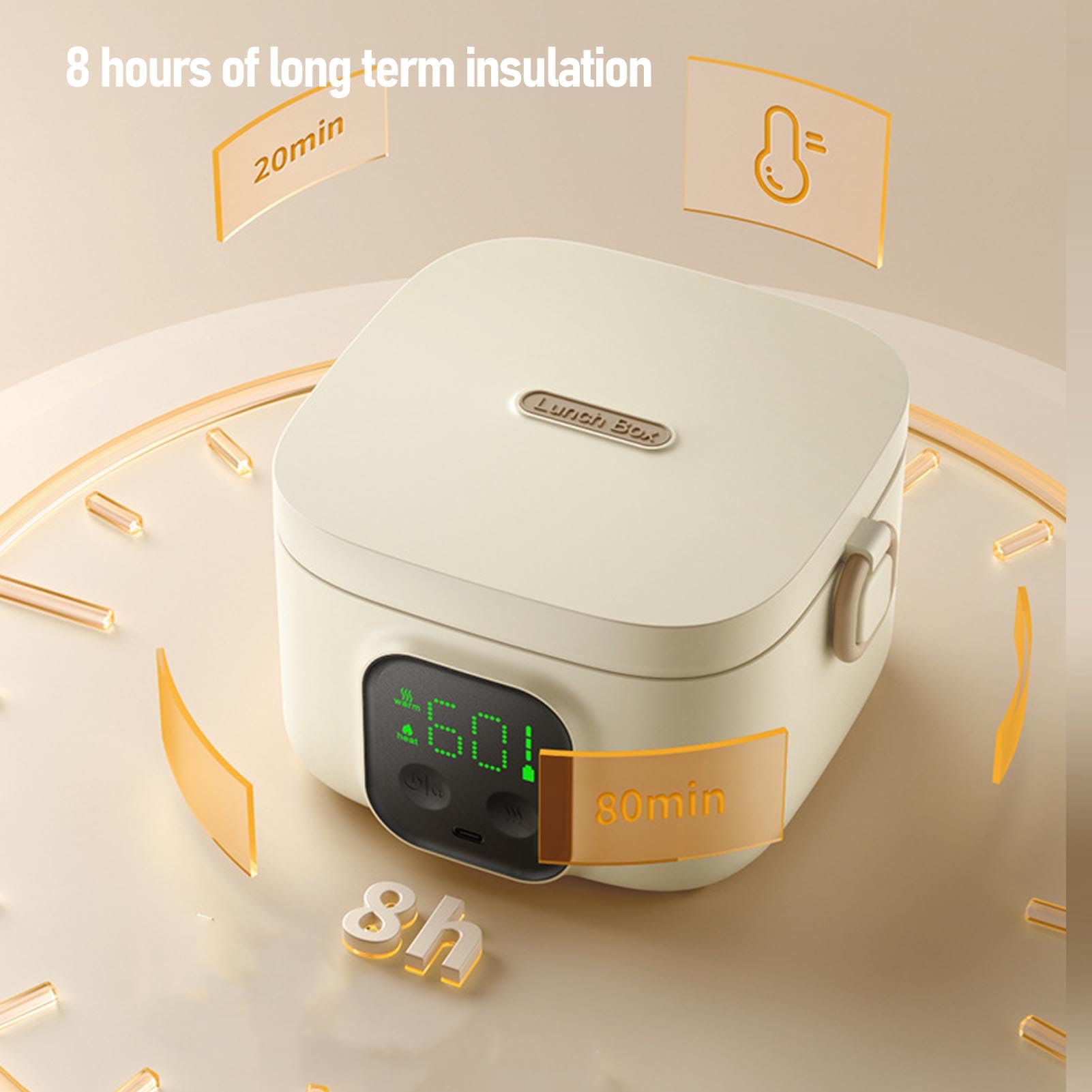 ciciglow Box da Pranzo Elettrico Calzaio Alimentare, 25w 7 Marcia Riscaldata Box da Pranzo, 500 Ml di Contenitore Alimentare Isolato a Riscaldamento Rapido Portatile