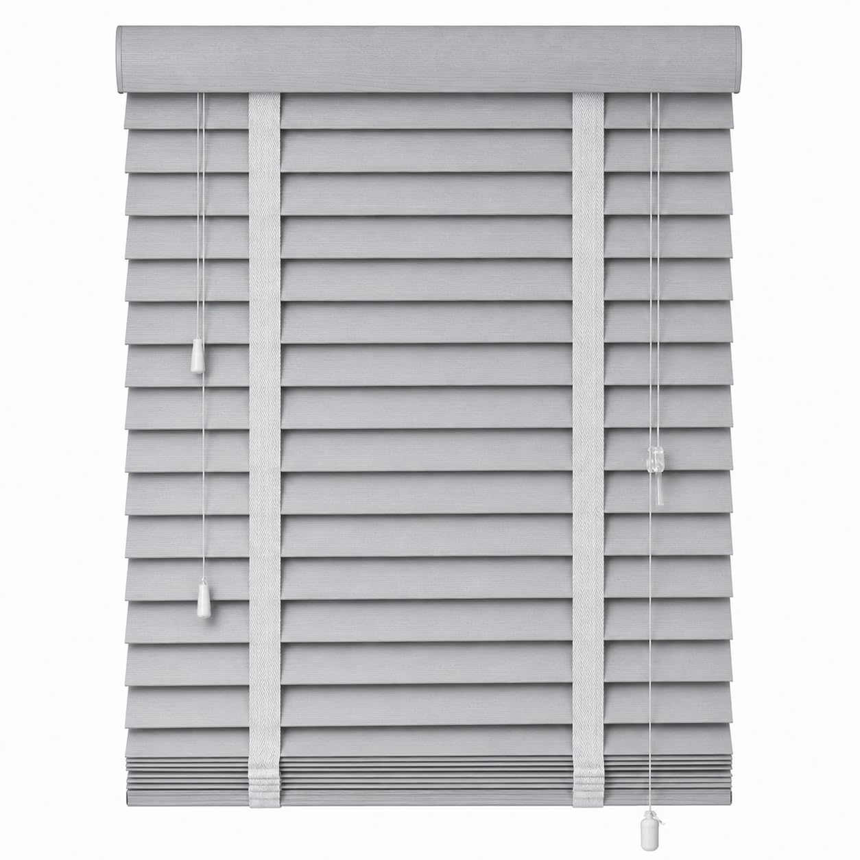 Aprica Venetian Faux Wood PVC Window Blinds with Wooden Grain Finish – Colour Light Grey with Tape Joins and 50mm Depth Slats - Trimmable (135cm Width x 120cm Drop)