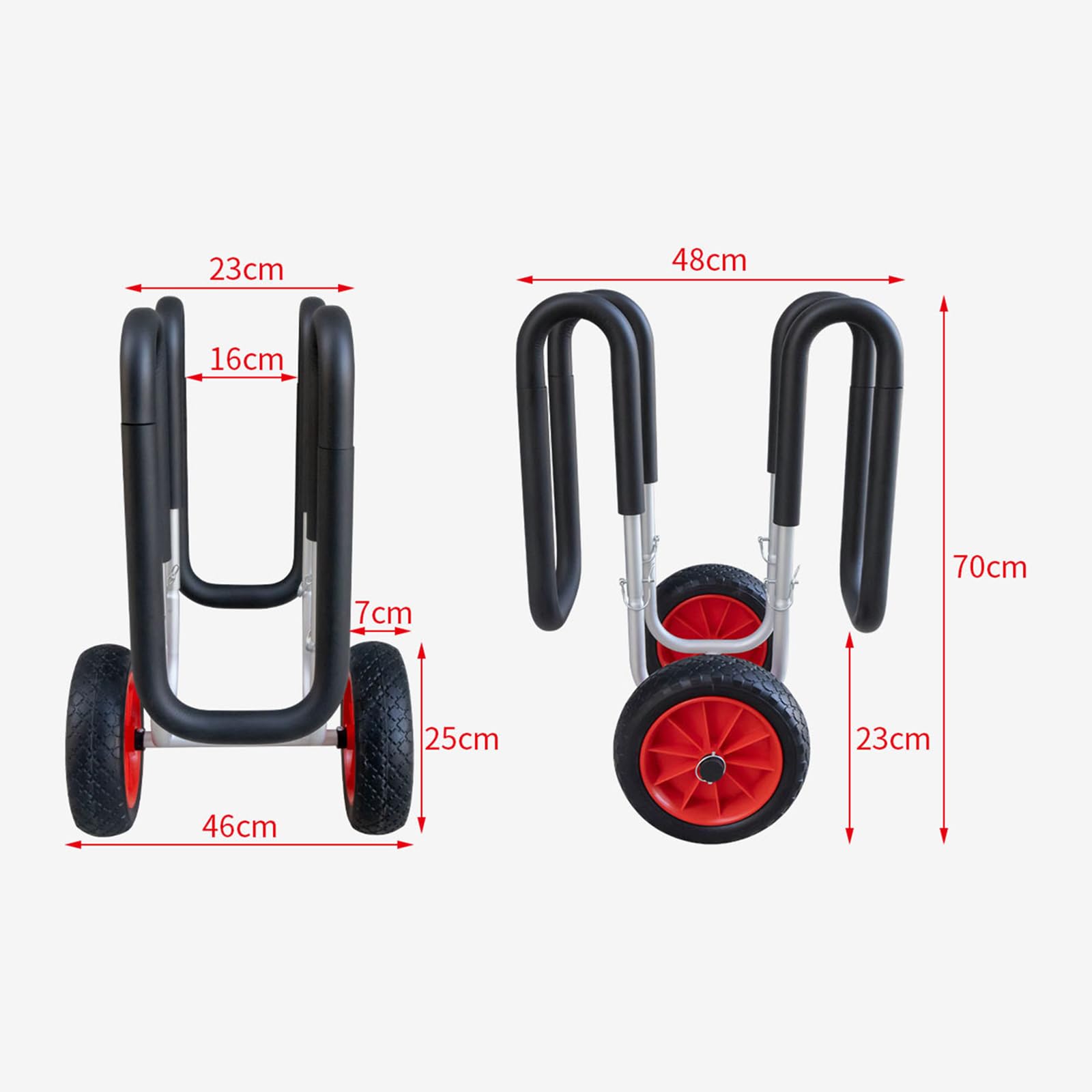 Chariot de transport en aluminium pour planche de surf jusqu'à 15 cm d'épaisseur avec roues sans air