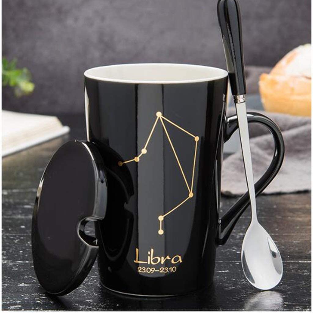 Tazas de Moka Taza para Beber Tazas Y Tazas De Pareja De Doce Constelaciones, Taza De Leche De Café De Cerámica, Taza De Doce Constelaciones, Taza De Café Con Leche Tazas de Desayuno (Color : K)