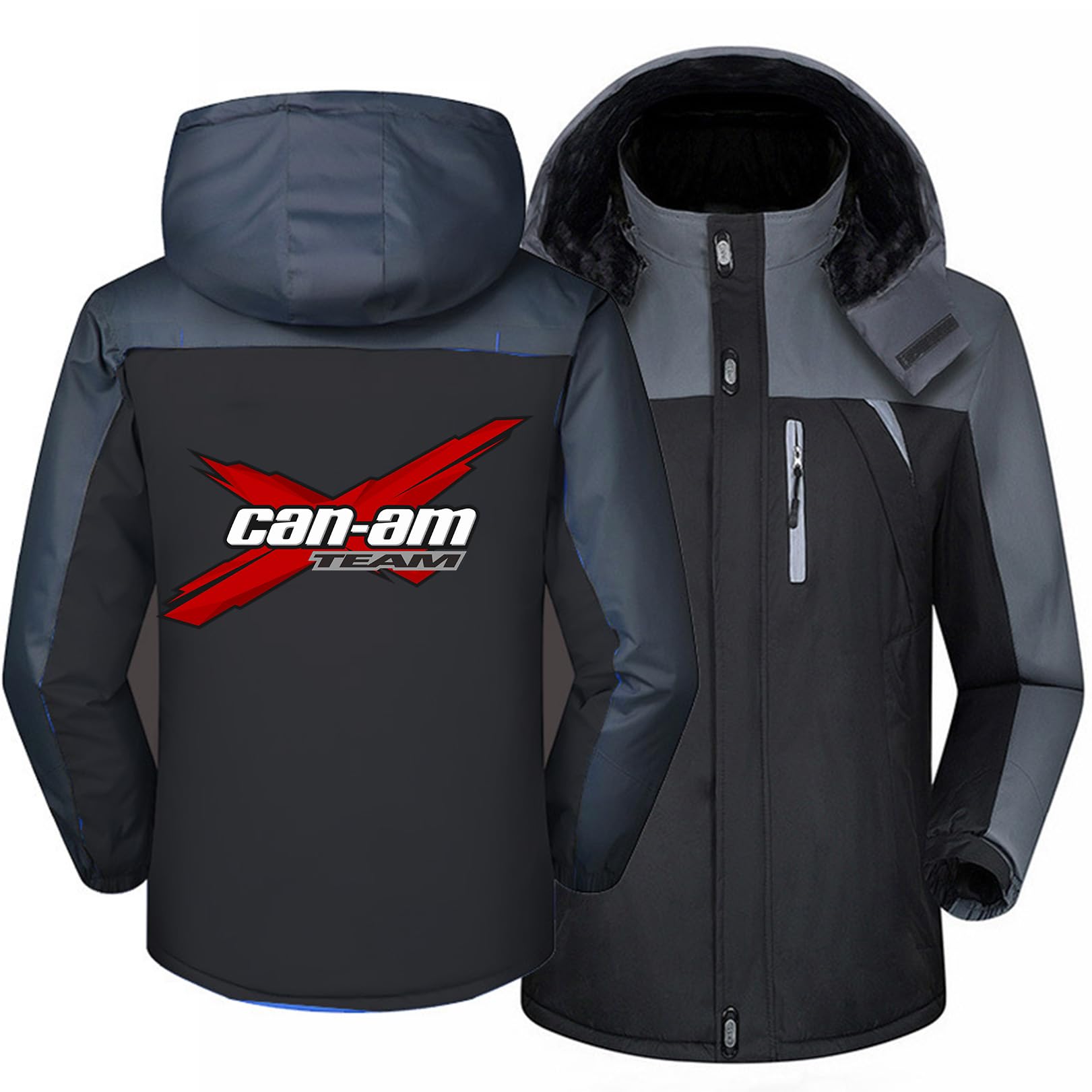 wasserdichte Softshelljacke für Herren von Can am, mit Fleece gefüttert, Windjacke mit Kapuze, wärmende Thermomäntel, Skifahren, Bergwandern, Camping, Kapuzenjacke,C-5XL