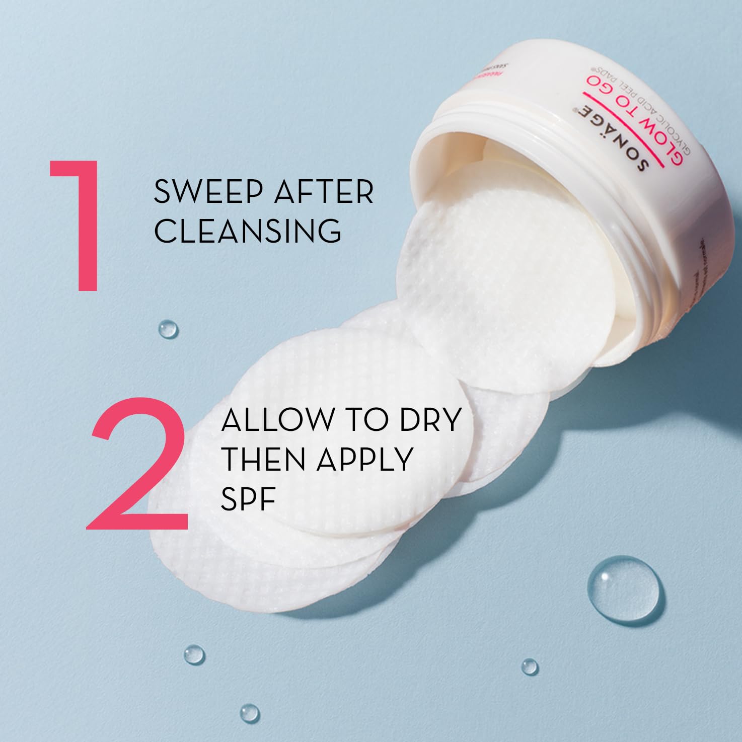 Sonage Glow To Go Glycolic Acid Peel Pads For Face & Body, Professional Strength Exfoliation and Resurfacing AHA Pads That Helps Even Skin Tone, Pore Size, Brighten & Smooths Complexion