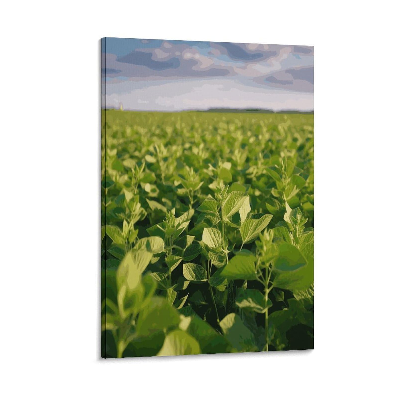 LDGSUPH Soybean Field Canvas Wall Art Prints Hangable Decor Painting for Wall Prints Painting Artwork Modern Decorative Artwork Ready to Hang Wall Pictures for Home Decor 20x30inch(50x75cm)
