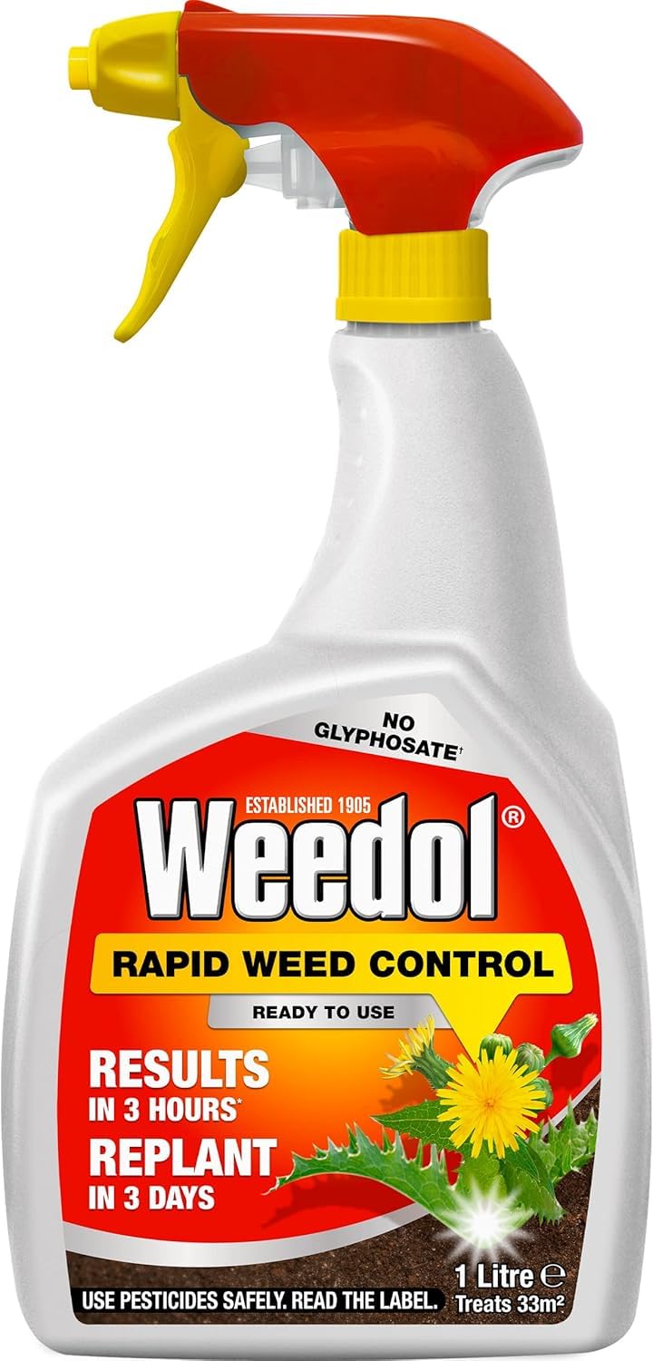 Weedol Rapid Weed Control RTU – Fast-Acting Glyphosate-Free Weed Killer Spray – Visible Results in 2–3 Hours – Pet & Child Safe Once Dry – Ideal for Flower Beds, Veg Patches & Paths (1L)