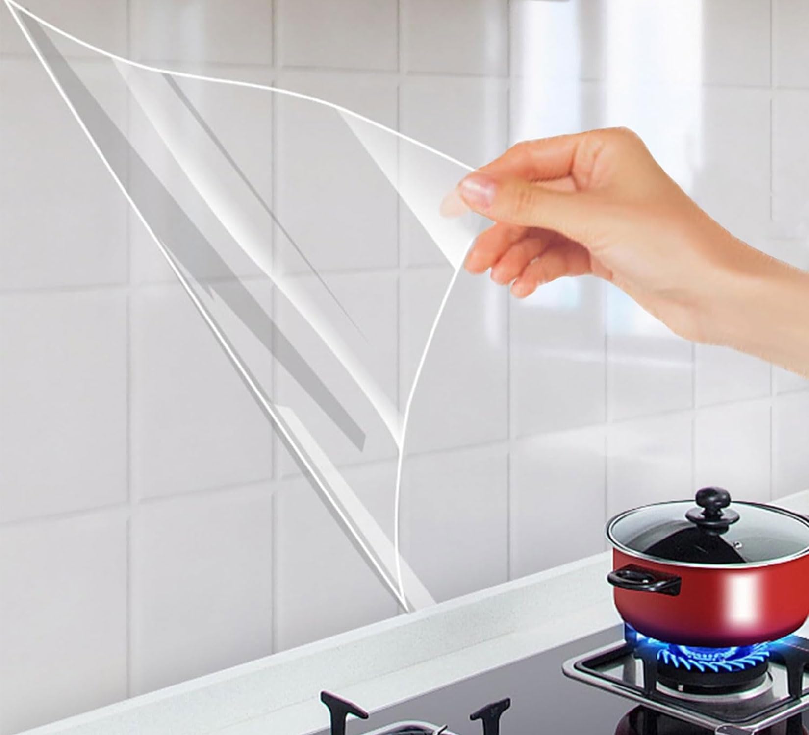 Kitchen Wallpaper Oil Proof Waterproof Stickers, Kitchen Backsplash Wall Protector for Kitchen, Oil Proof Transparent Paper, Self-Adhesive Paper, Temperature Resistant transparent foil sticker