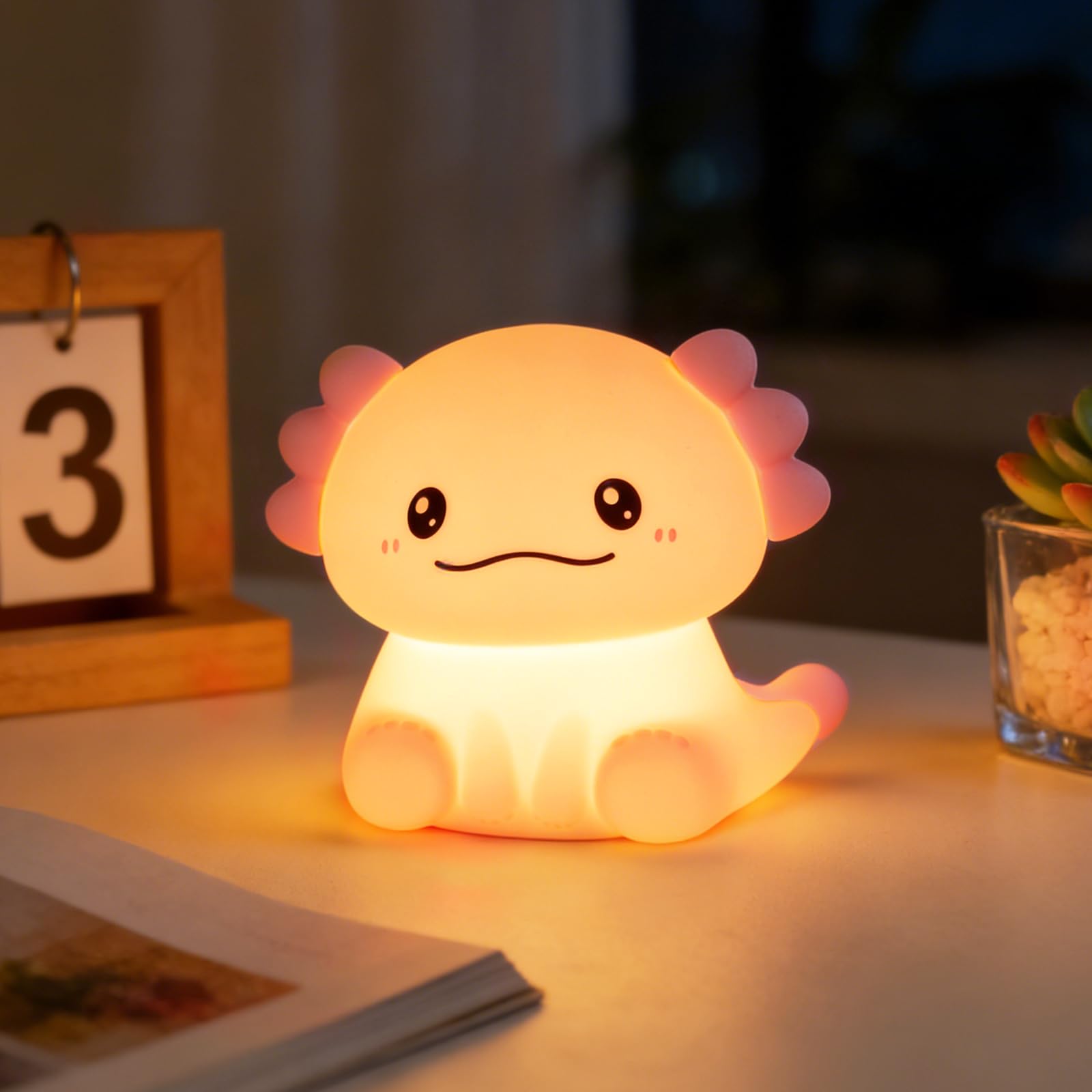 LEDHOLYT Cute Axolotl Gifts Night Light for Kids, Silicone Nursery Axolotl Lamp for Baby and Toddler,Axolotl NightLight for Kids,Cute Room Decor Night