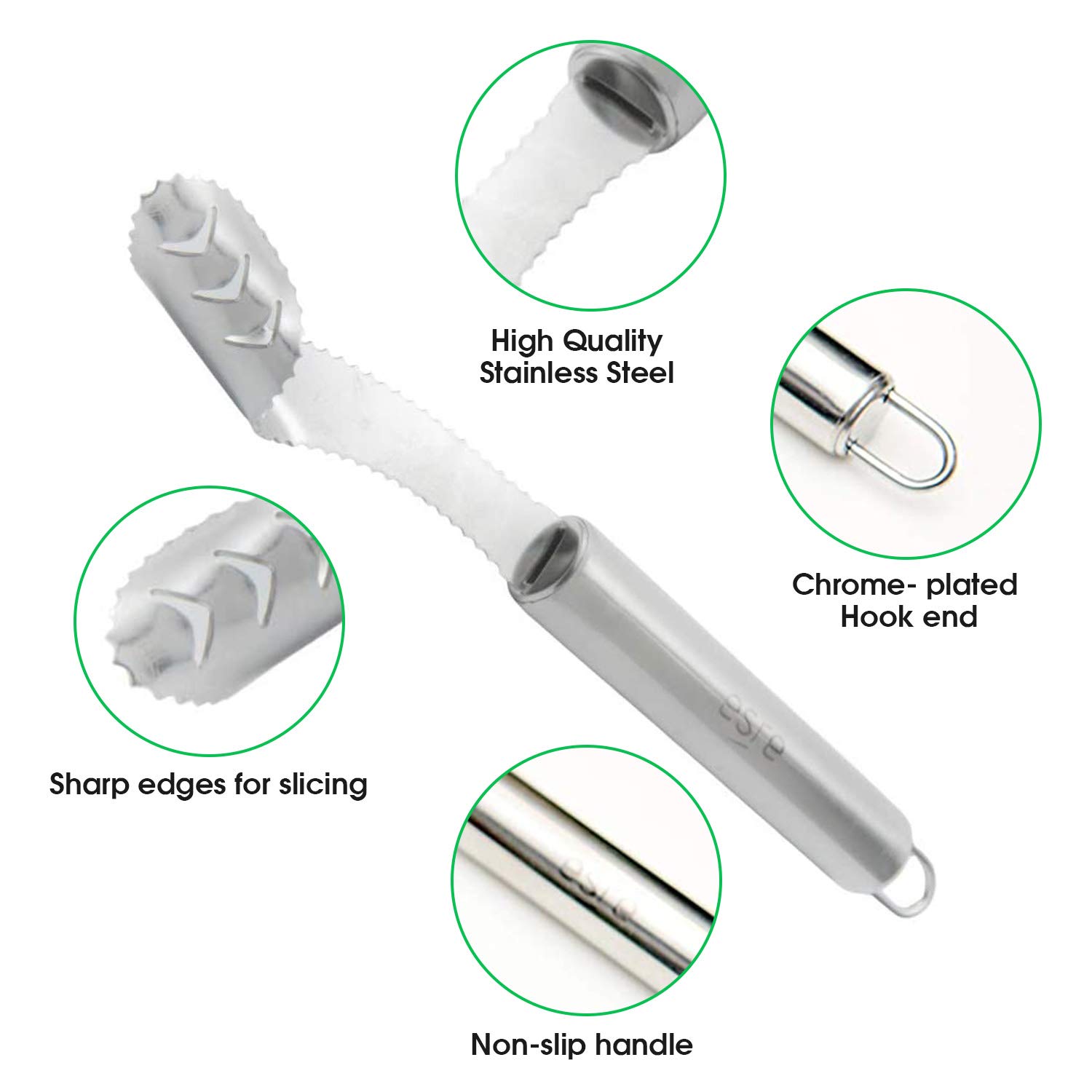 Stainless Steel Pepper Core Remover, Jalapeno Pepper Corer Tools Stainless Steel Chili Corer Remover with Sharp Edge Gadget for Vegetable Cutting — Amazon image 2