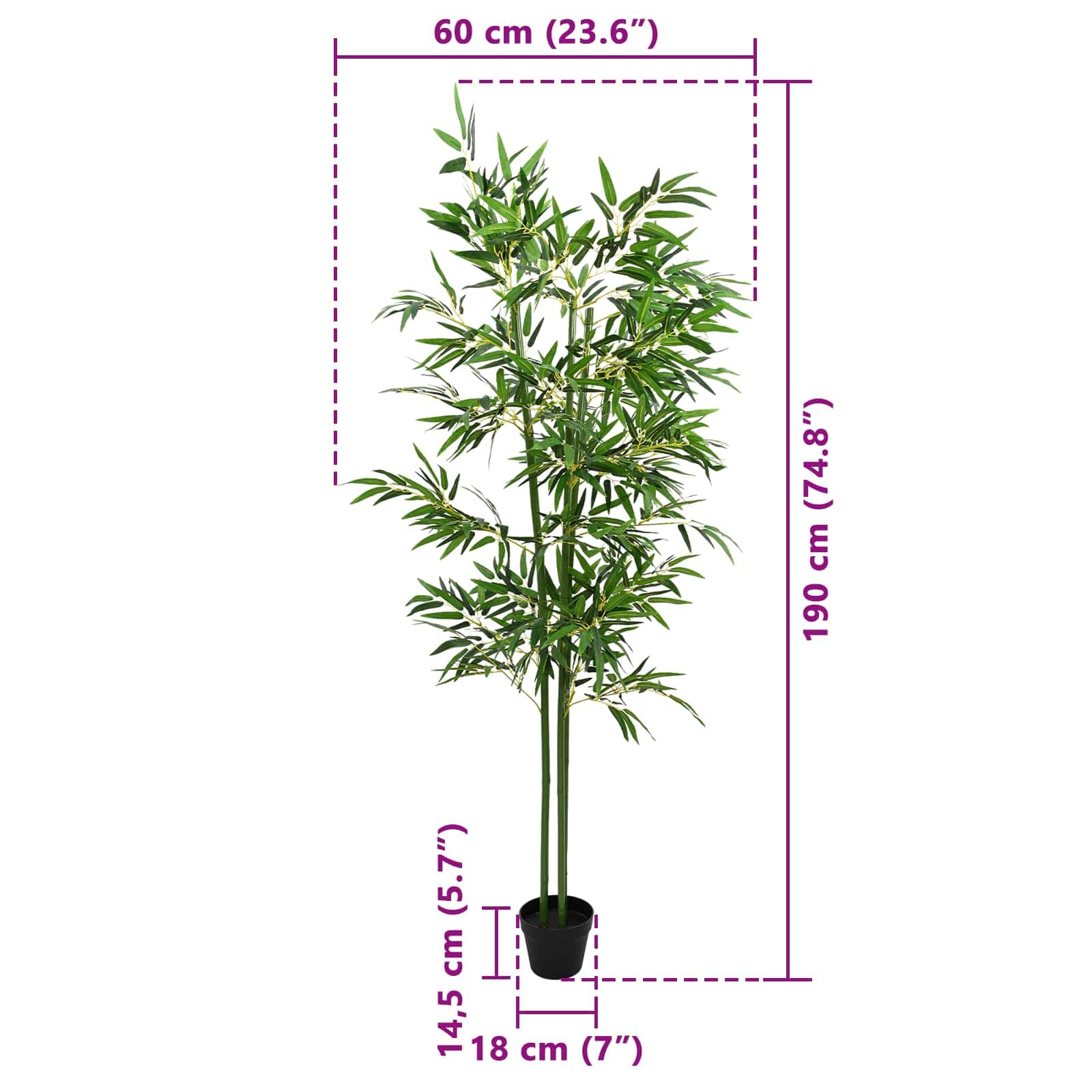 Lot de 4 arbres décoratifs en bambou dans un pot en plastique