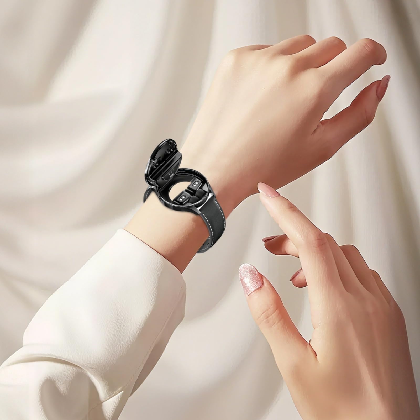 Smartwatch 2 w 1 z wkładkami dousznymi, okrągły zegarek fitness 3,5 mm/ 35 mm, bezprzewodowe połączenie, monitor tętna we krwi, wodoszczelność IP67, smartwatch do iOS, Android, z wkładkami
