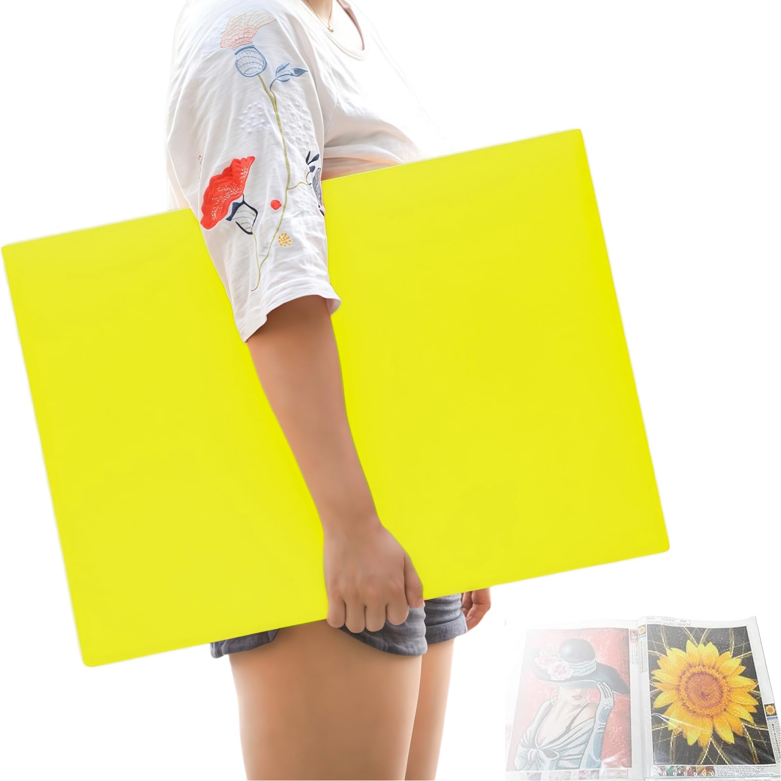 MOTEERLLU Libro de almacenamiento A2 adecuado para pinturas de diamantes de 22 x 15 pulgadas, contenedor de almacenamiento con 30 fundas de bolsillo, carpeta de cartera para obras de arte (amarillo)
