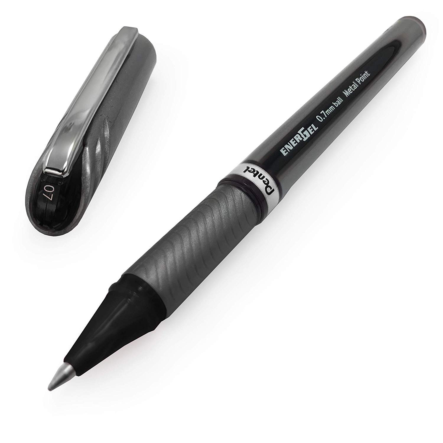 Pentel Energel BL27 - Penna a sfera con inchiostro gel liquido, punta in metallo da 0,7 mm, inchiostro nero, confezione da 5
