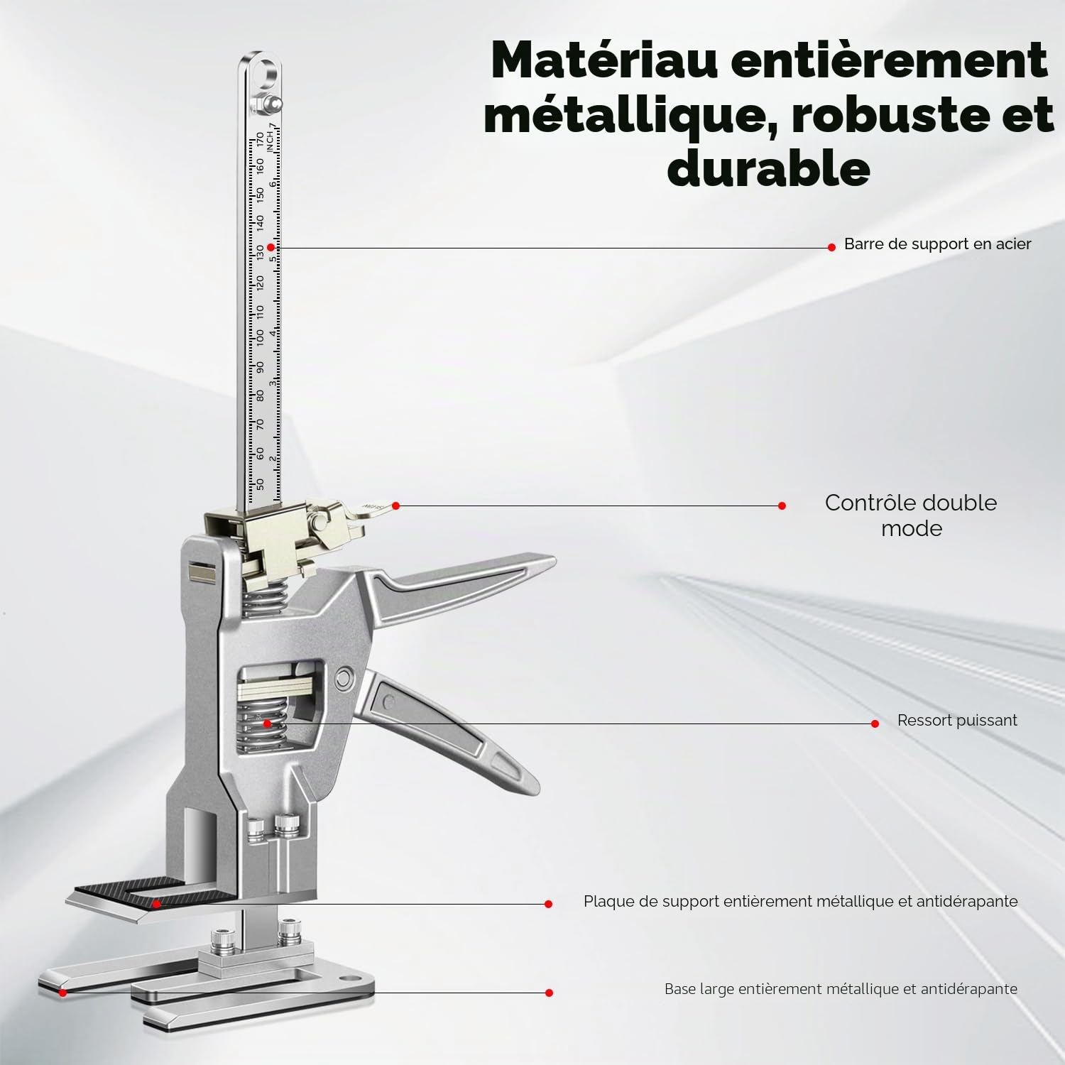 Raynesys 2 Pièces Crics de Levage à Bras, 12 Pouces Outil de Levage Manuel en Métal avec Contrôle Précis d'Abaissement Lent/Rapide, Localisateur de Carrelage avec Capacité de 440 LBS, Argent
