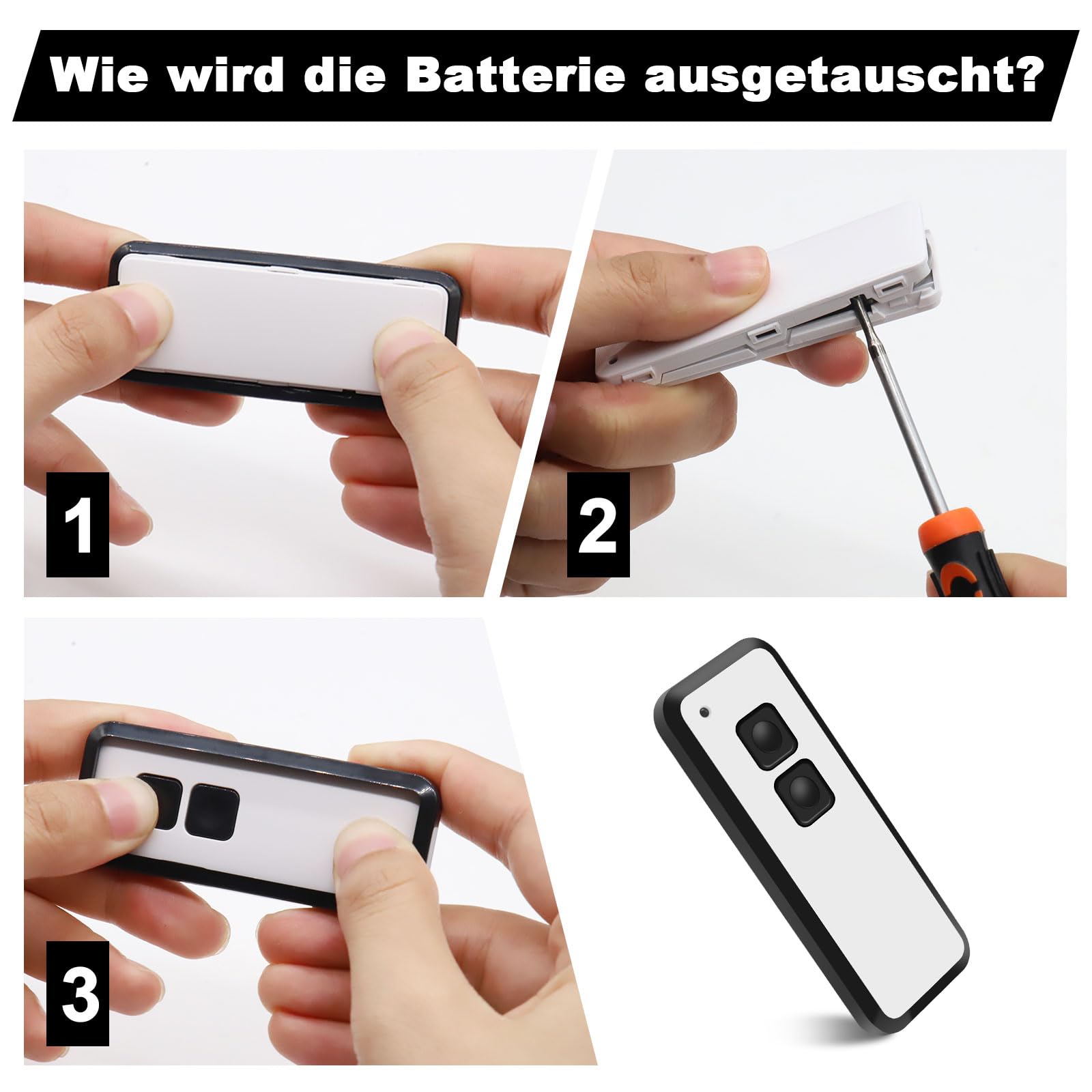 Handsender für Novoferm, 433,92MHz Garagentor Fernbedienung für Novotron 522, 524, 502 MAX43-2, 512 Mix 43-2, 2 Kanal, 2er Pack
