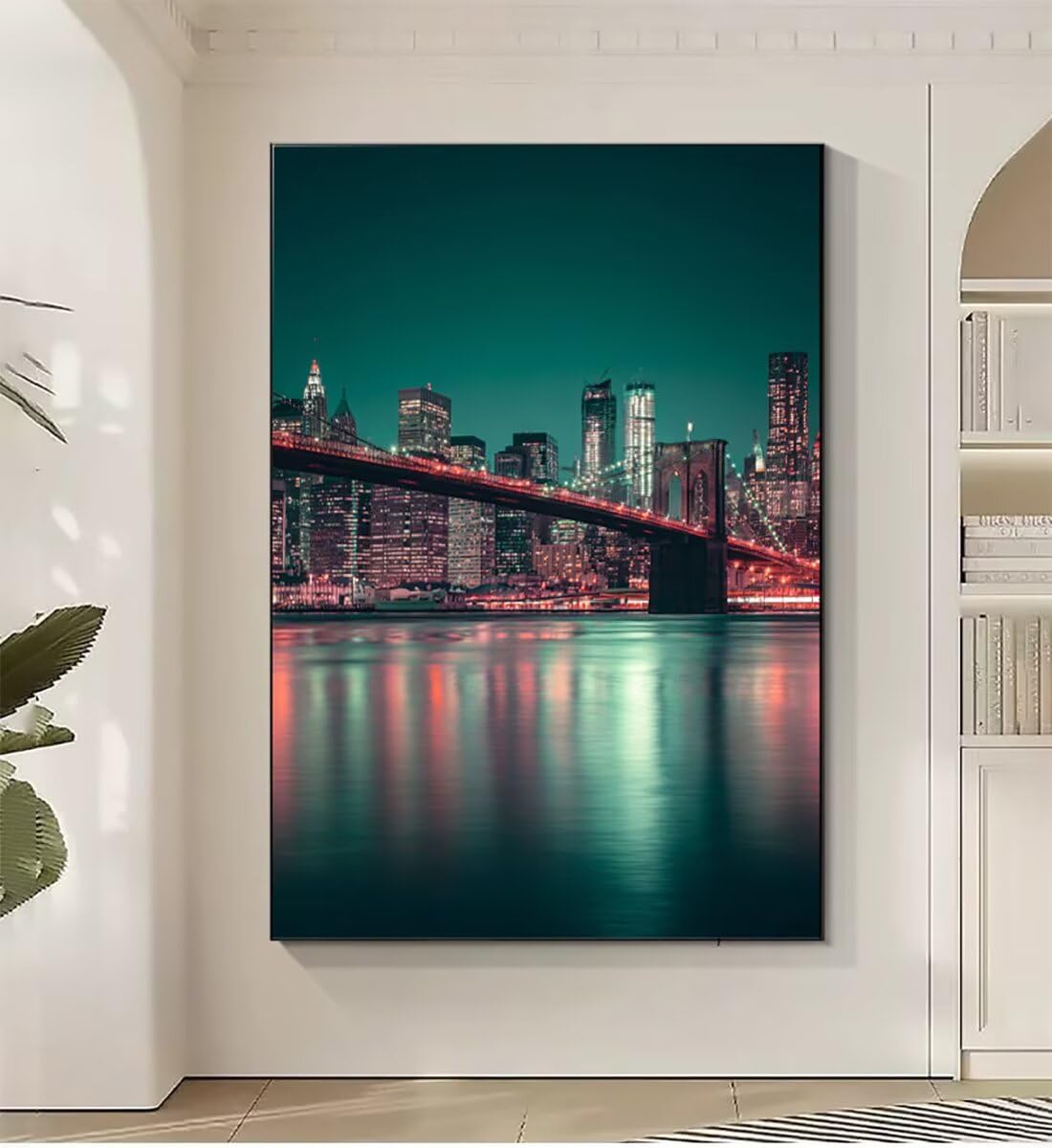 Malowanie według numerów dla dzieci Brooklyn New York Bridge DIY Kit 36 akrylowych i pędzli dla początkujących malowanie według numerów z ramą kreatywnych dorosłych, dekoracja domu prezent 100 x 135