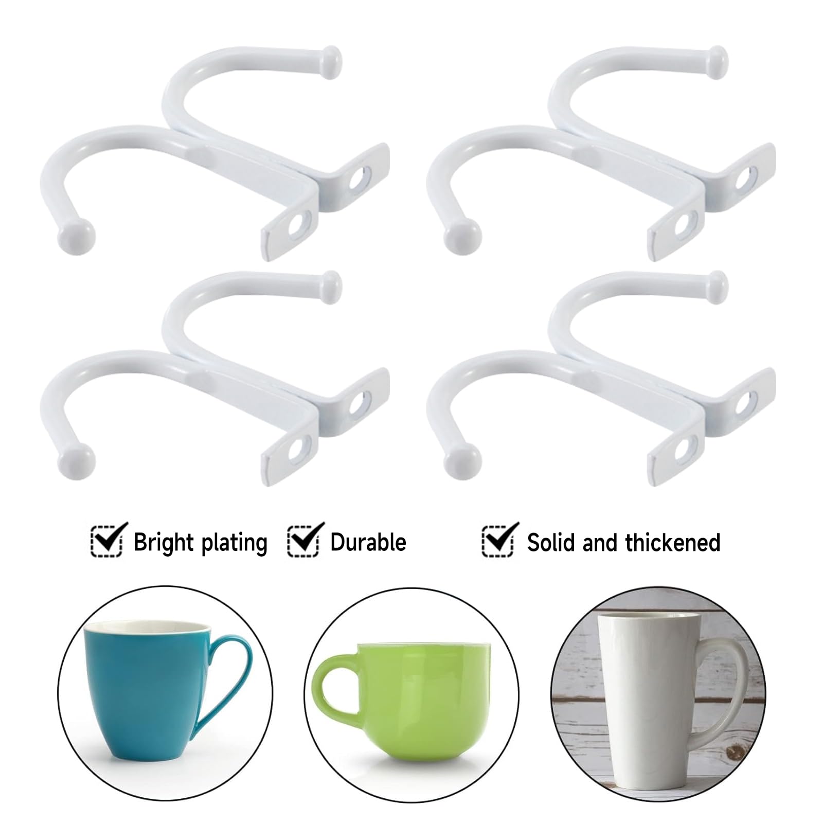 12 Stück Haken Für Unterschrank - Metall Tassenhalter Schwarz