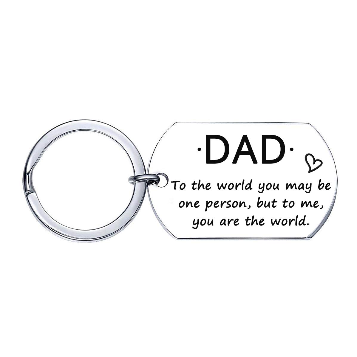 XGAKWD Father Dad Papa Gifts from Daughter Son for Birthday Father's Day Christmas, Dad to The World You May Be One Person But to Me You are The World Stainless Steel Keychain
