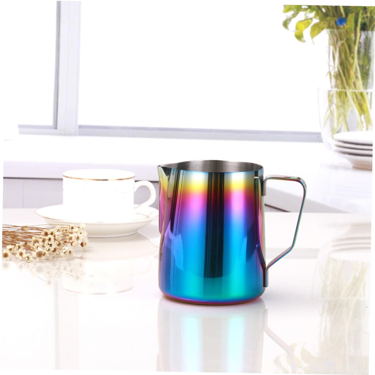 Cabilock Jarra de Leche de Acero Inoxidable para Espumar Café y Leche, Fácil de Limpiar, Medida, 2 Piezas, 350 Ml, para Casa y Restaurante
