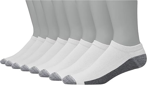 Hanes Calcetines Max Cushion de corte bajo para hombre, paquete de 6, 8 y 12 pares, blanco y negro