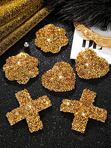 Hercicy 3 Pairs Rhinestone Pasties Sticky Bra Reusable Pasty Breast Covers Waterproof Boob Stickers For Women (Gold) #TOP5