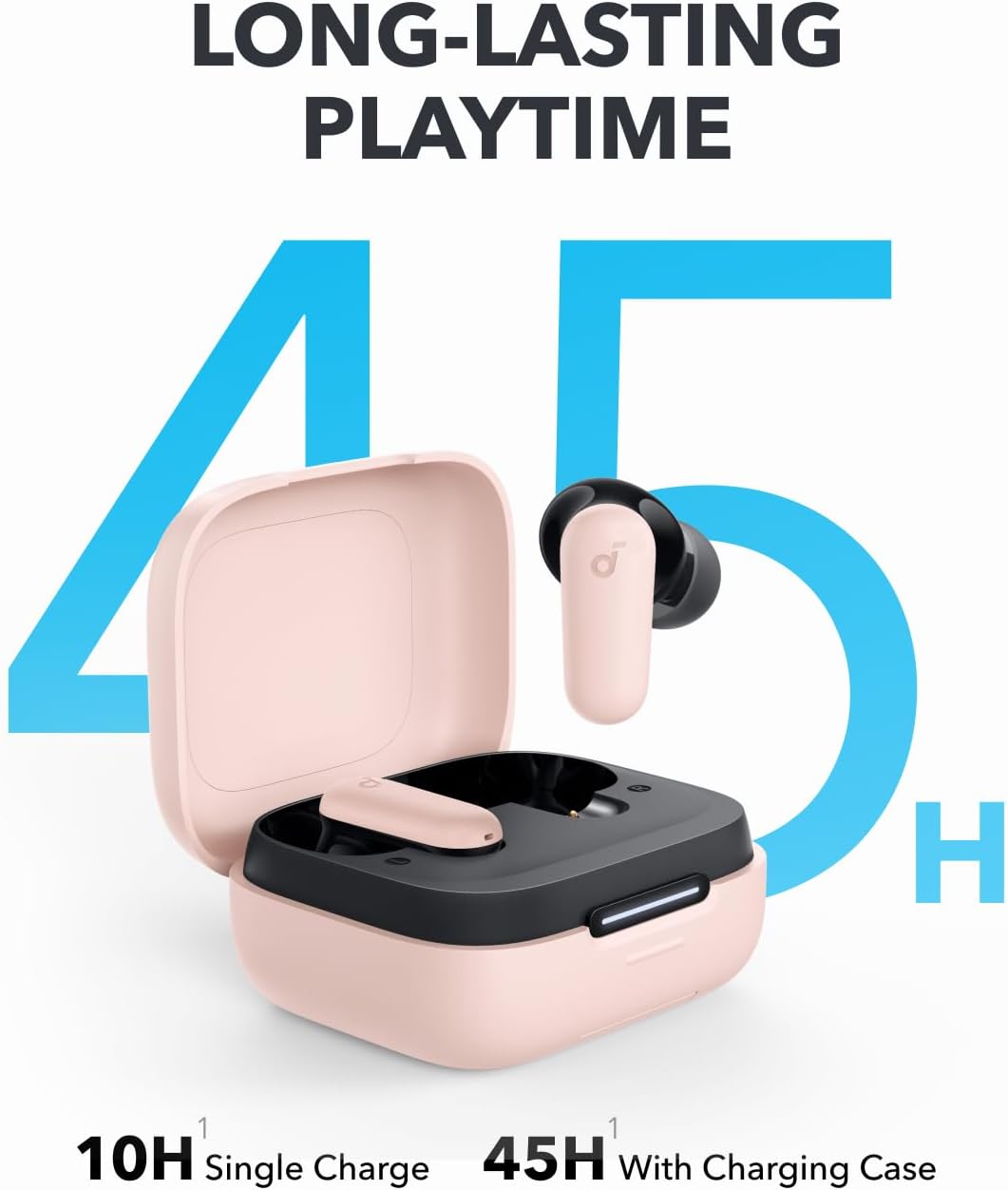 Soundcore P30i by Anker Noise Cancelling Earbuds, Strong and Smart Noise Cancelling, Powerful Bass, 45H Playtime, 2-in-1 Case and Phone Stand, IP54, Wireless Earbuds, Bluetooth 5.4 (Pink) (Renewed) - Image 5