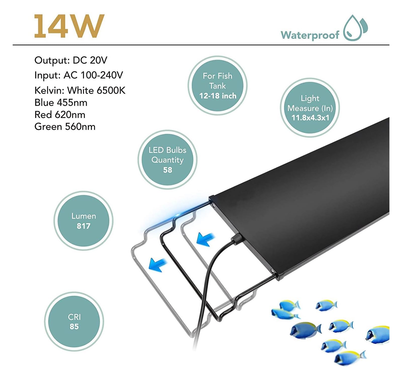 Amazon.co.jp: 水槽ライト 24/7 水族館 LED ライトフルスペクトル調整