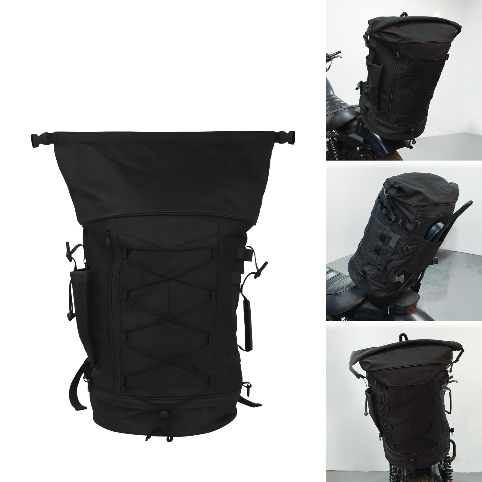 Borsa da viaggio sissy bar espandibile 50-80 l, antipioggia, tracolla, compatibile Harley, Yamaha, Suzuki, Kawasaki