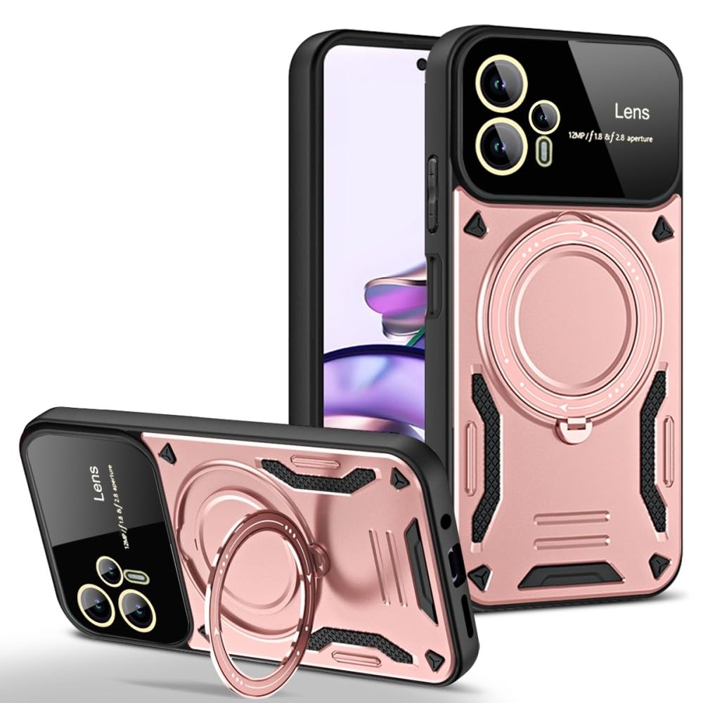 Coque Oppo Reno 14 Pro 5G or rose silicone rigide béquille antichoc robuste - 7