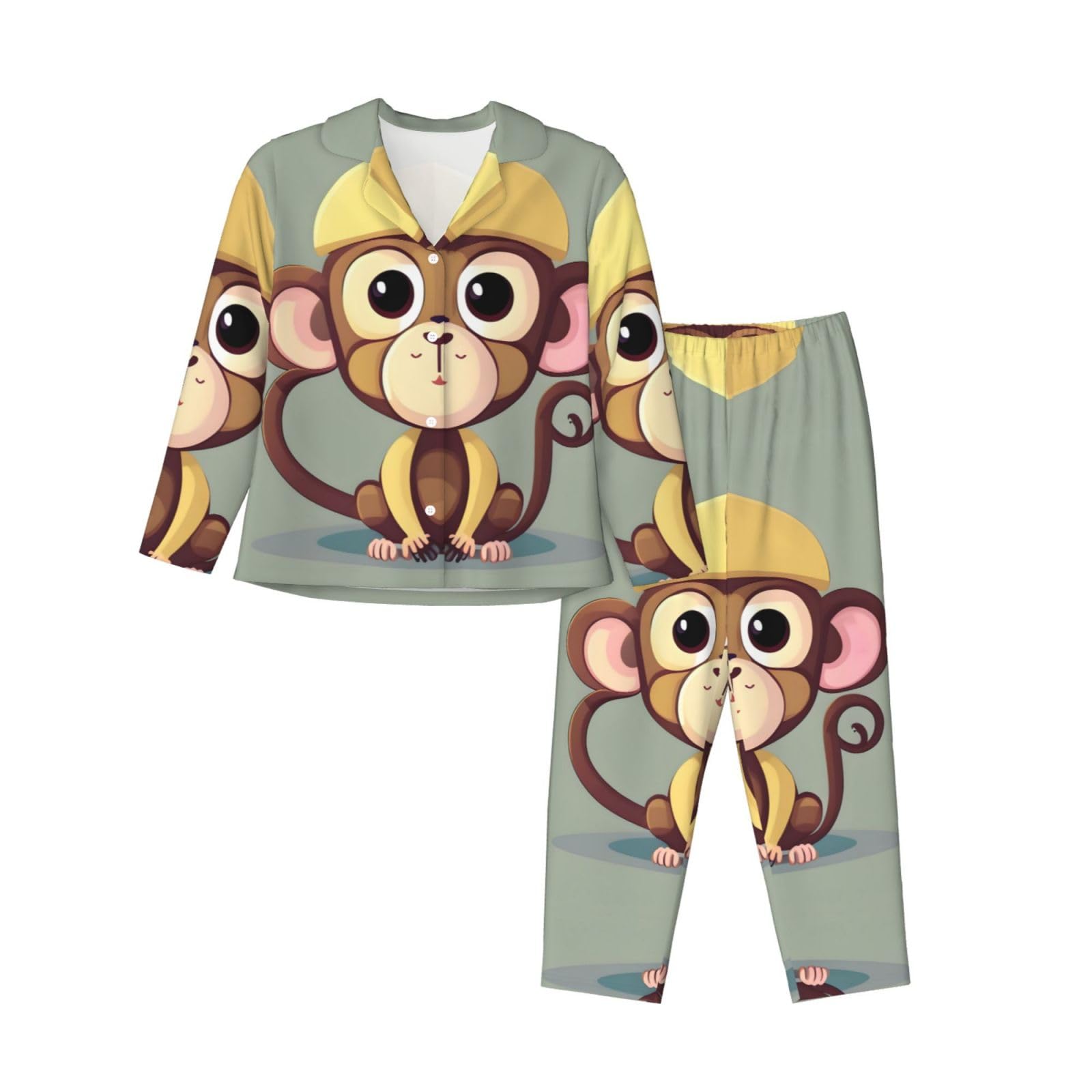 Pyjama imprimé singe mignon EdWal pour cocooning et nuits douces de week-end - 8