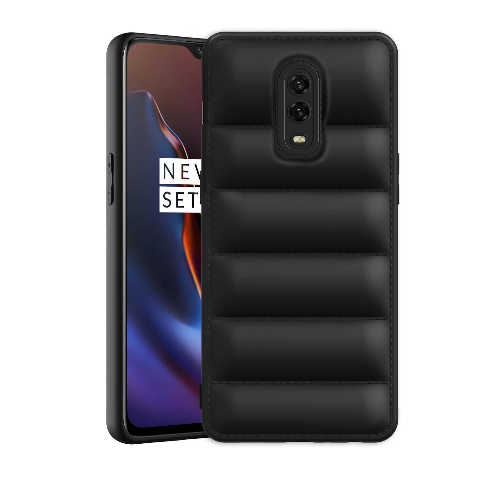 Plus Puffer Case Camera Protection Soft Back Cover for OnePlus 6T - Black