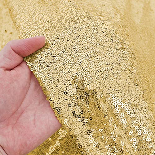 Oqsq Gold Sequin Tablecloth 50X80 Inch, Glitter Drape Table Cloth, Sparkle Sequence Table Overlays For Thanksgiving Day Wedding Birthday Party Baby Bridal Shower #TOP3