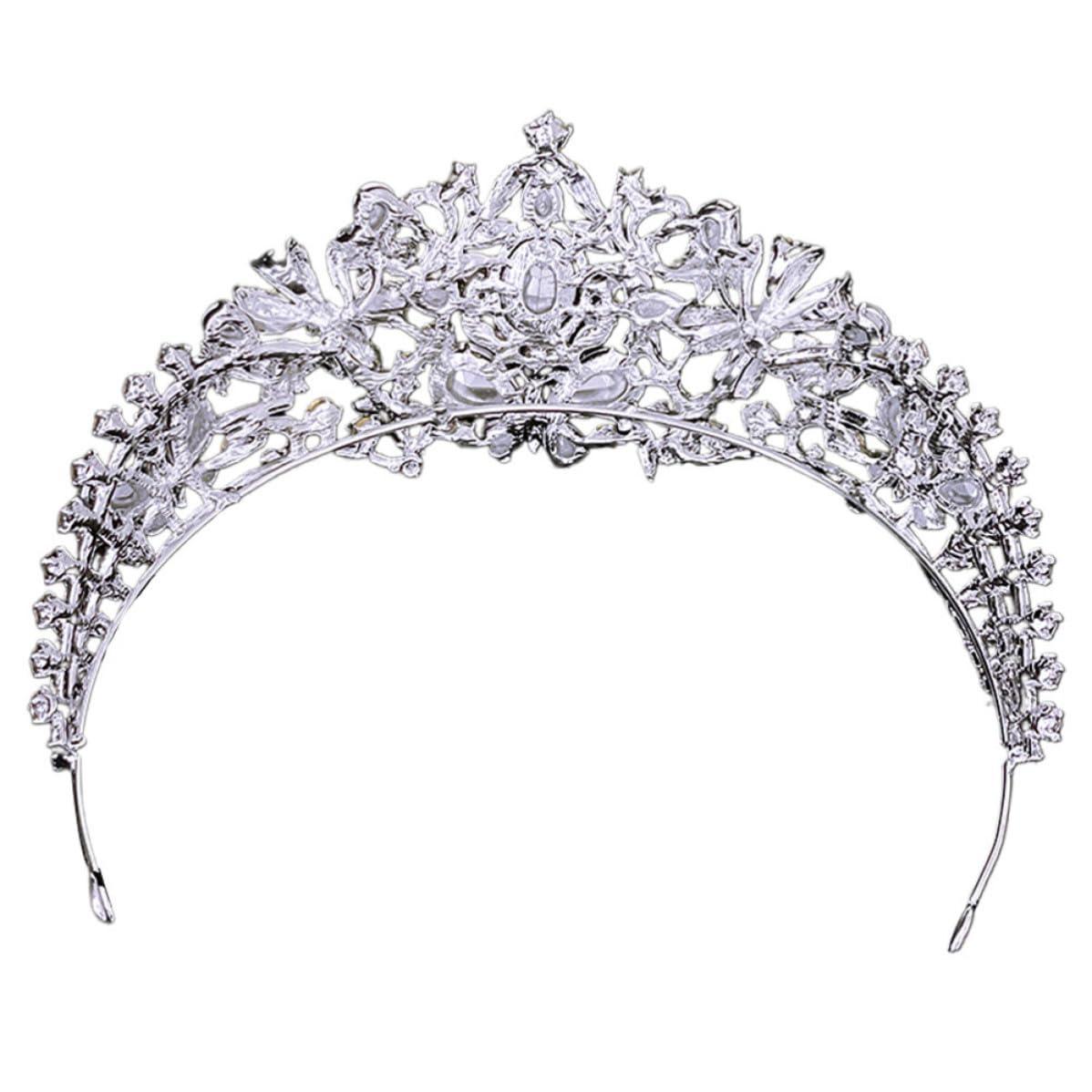 Accesorios de pelo POPETPOP con tiara de plata para novias 8
