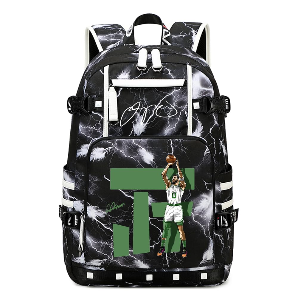 buluuoor Basketball Player Tatu-m 0 Student Backpack Men's and Women's Laptop Backpack Ultralight Travel Backpack Schoolbag (Black and White1)