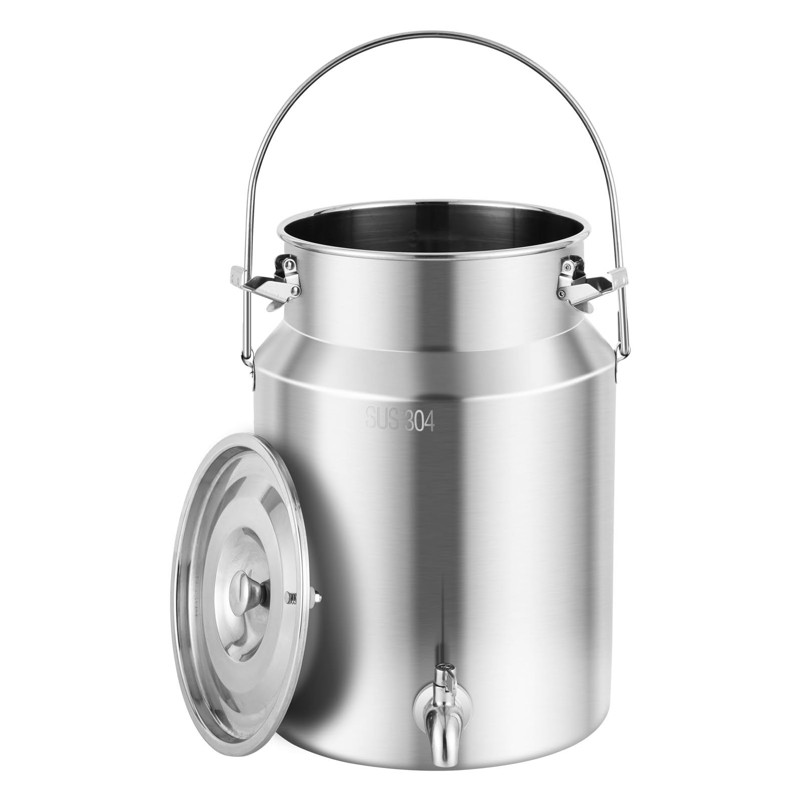 YUCHENGTECH 304 Acero Inoxidable La Leche Puede 10L Cubo De Transporte De Leche con Tapa Sellada y Grif Olla De Lechería Bote De Leche Jarra de Leche de Acero Inoxidable Cubo de Leche