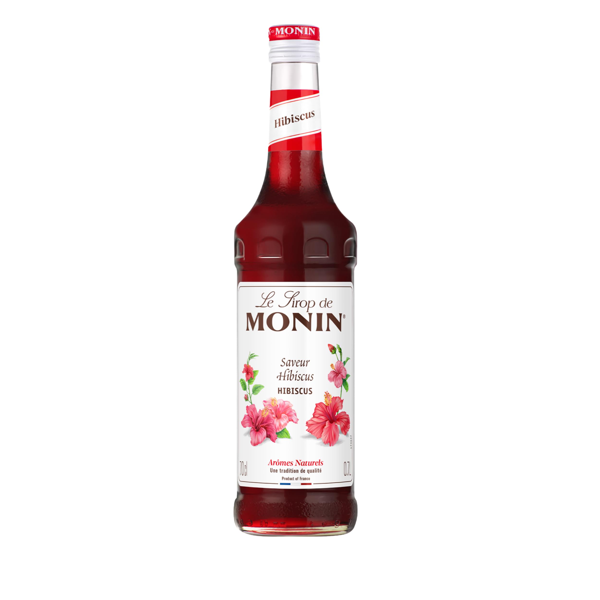 MONIN - Assortiment Sirop Saveur Rose & Sirop Saveur Hibiscus - Pour Prosecco, Cocktail, Thé Glacé, Limonade - Arômes Naturels - Bouteille en Verre - 2 x 70 cl
