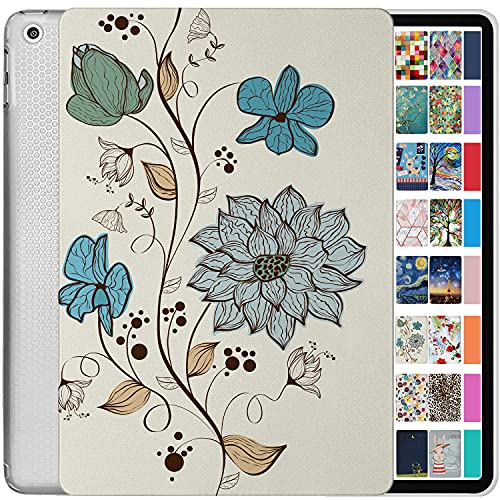 DuraSafe Cases for iPad 6 5 Gen Air 2 1 9.7 [iPad Air 1st 2nd 5th 6th Generation] A1893 A1954 A1822 A1566 A1823 Printed Lightweight Shock Absorbant Flexible TPU Clear Case - Watercolor Flowers