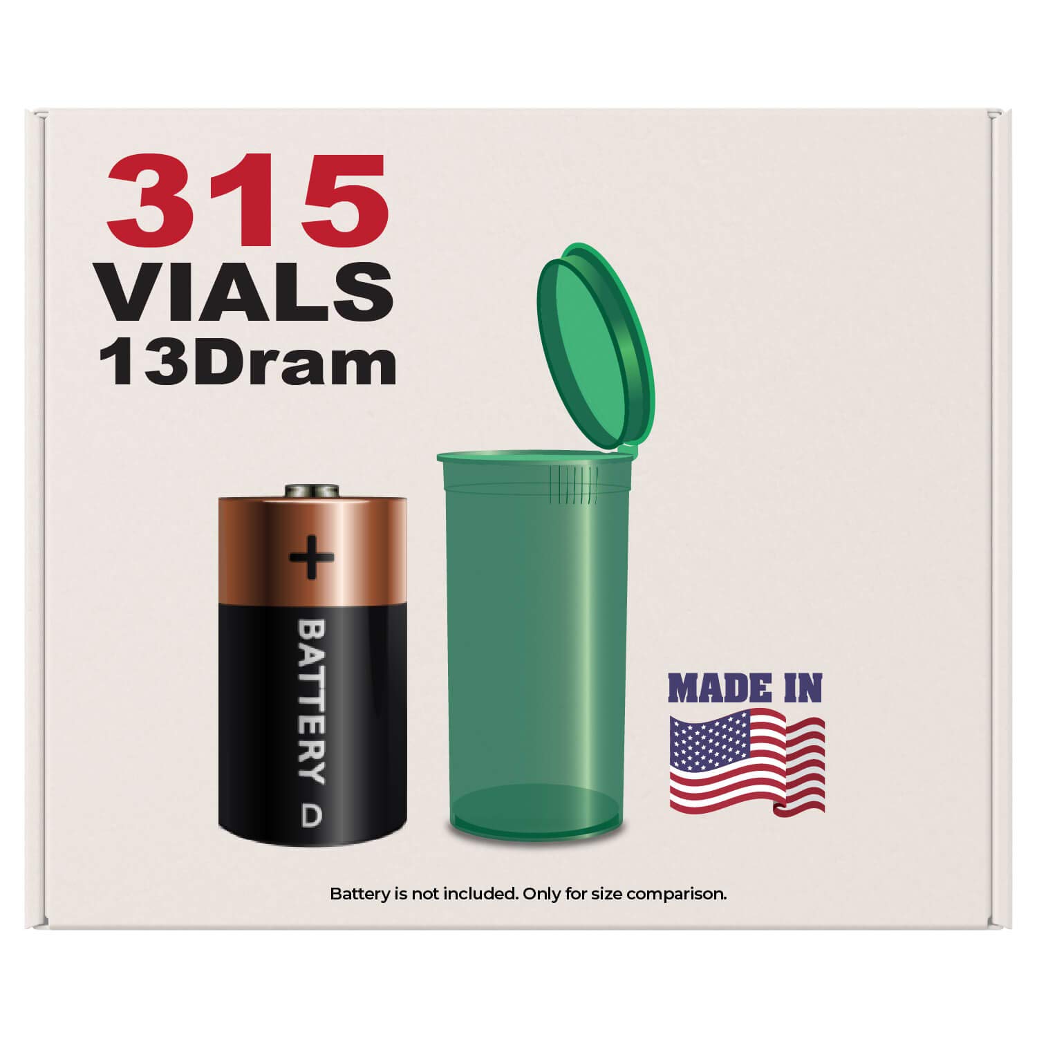 W Gallery 315 Translucent Green Vials - 13 DRAM Pop Top Bottle - Airtight Smell Proof Containers - Medical Grade Plastic Prescription Bottles for Pill Herb Flower Supplement, Bulk Pack, Not Glass Jars