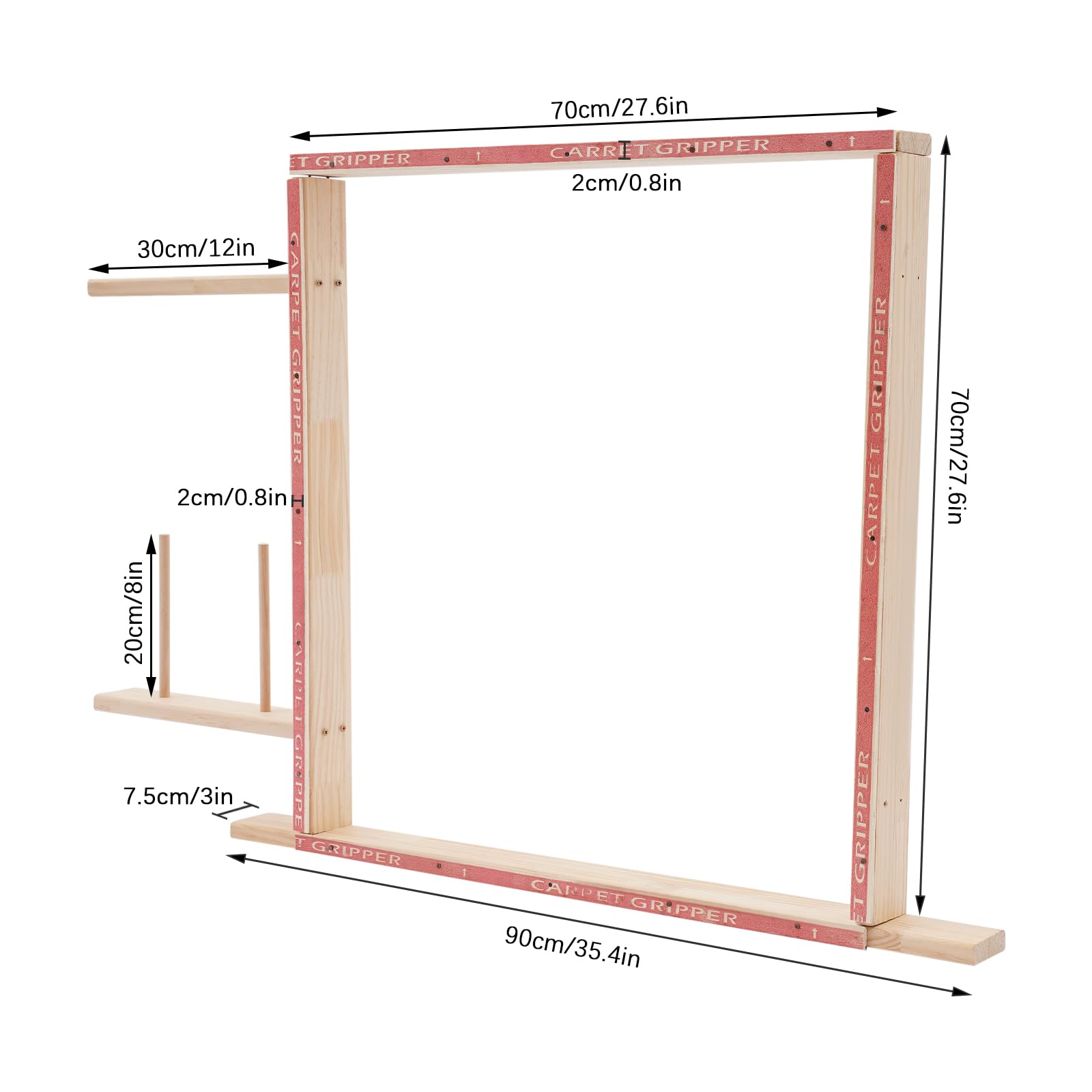 innytund Tufting Frame, 27.6in HolzTeppich Herstellung Rack Kit Teppich Tuft Stand mit 2* G Klemmmmen und 6* L-förmige Eckcodes, DIY Craft Making Rahmen Kit für Tapestry Nähen und Tufting Tuch Stand