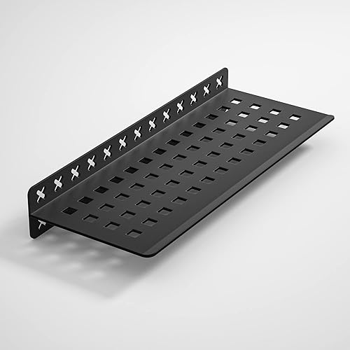 Estante de ducha flotante, estante de pared empotrado de acero inoxidable 304 negro mate de 10 pulgadas para lavatorio, estante de baño resistente