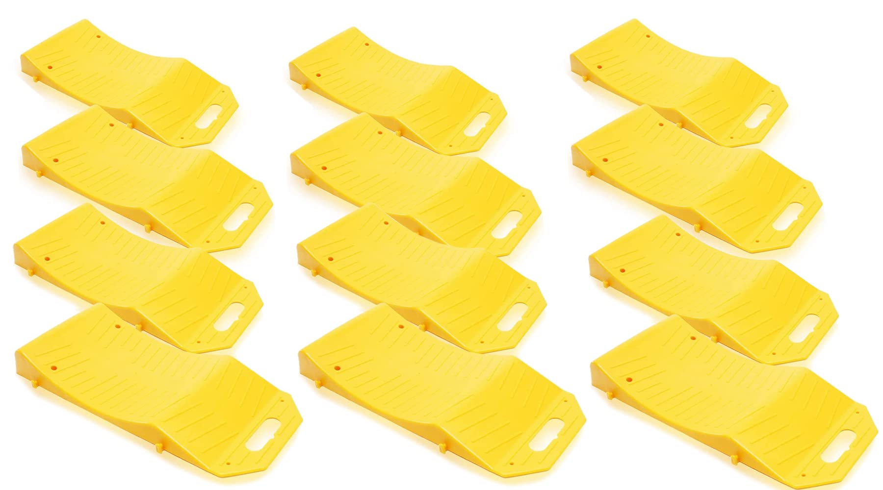Zone Tech Tire Saver Ramps - Premium Quality Anti- Slip Design Portable Highly Visible Yellow Wheel Rest Vehicle Storage-Flat Spot and Flat Prevention (12-Pack)