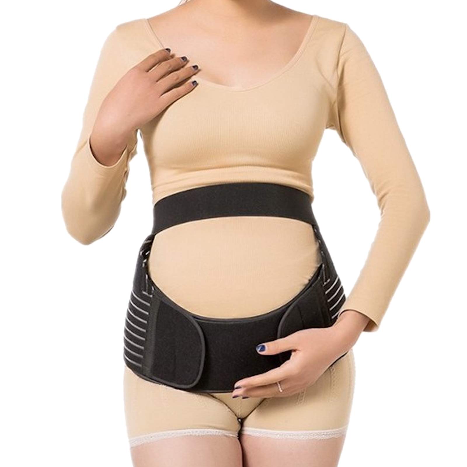 Elonglin Maternity Belt Belly Bands Brace, Pregnancy Waist & Abdomen Support Black S