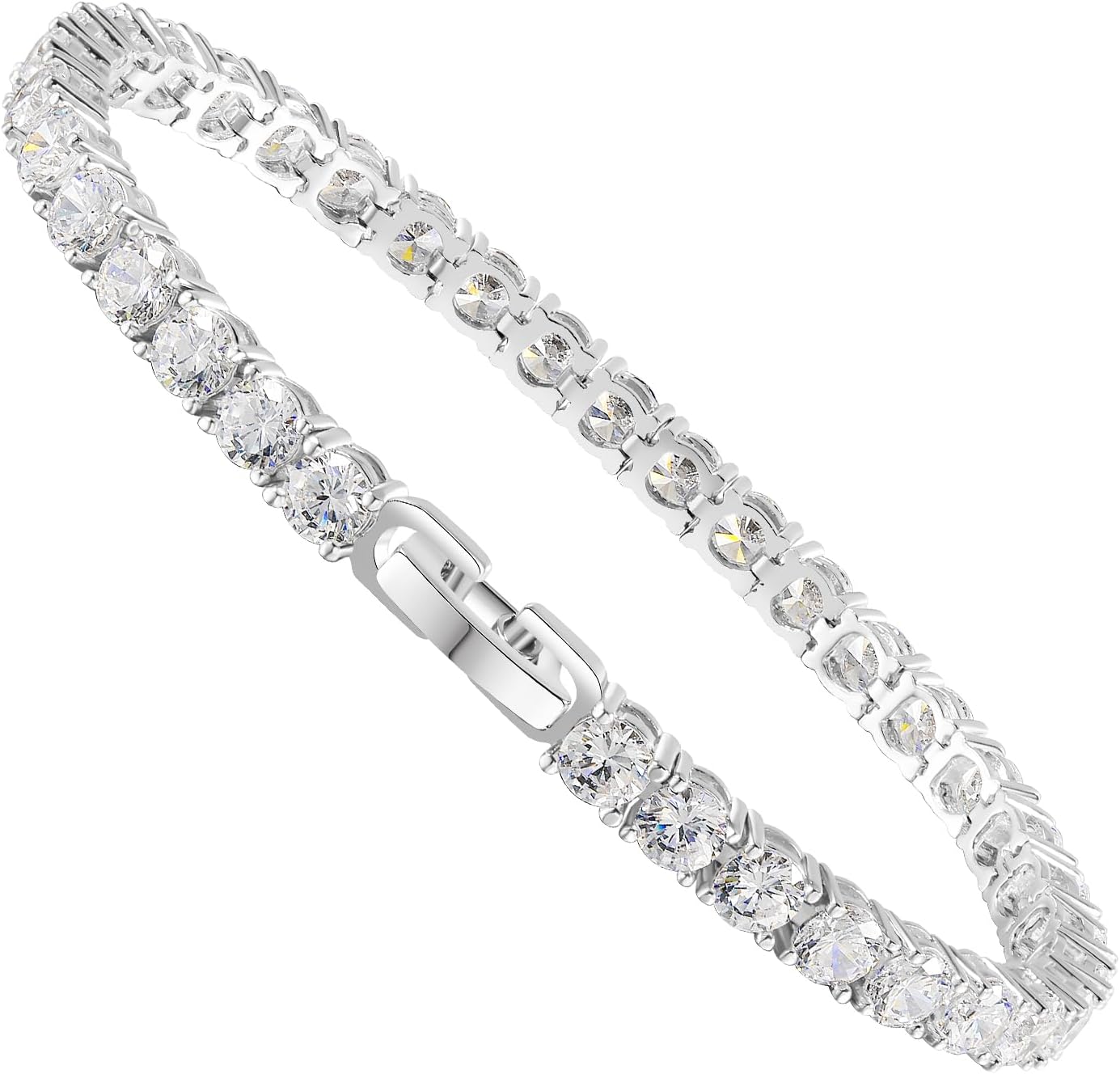 Kose Tennis Bracelet for Women | 4MM/5MM Cubic Zirconia | 18K Gold/White Gold Plated Classic Bracelet | Size 6/6.5/7 inches