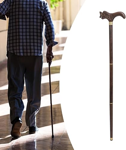 Miniatura 4 de Bastón de madera para caminar, plegable con excelente agarre, palo plegable para ancianos, construcción de madera de wengué