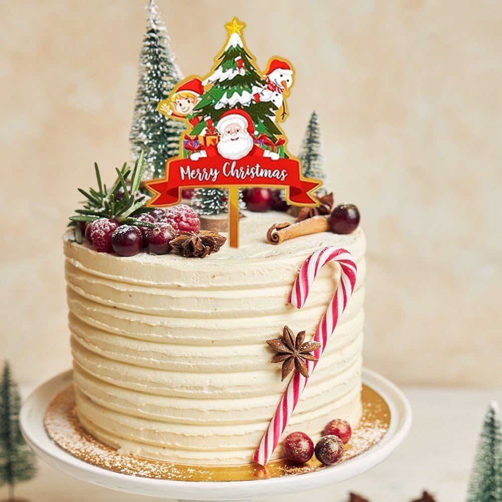 Wesołych Świąt ozdoba na tort Święty Mikołaj Boże Narodzenie ozdoba na tort Wesołych Świąt dekoracja tortu Cupcake Topper do domu Nowy Rok Party
