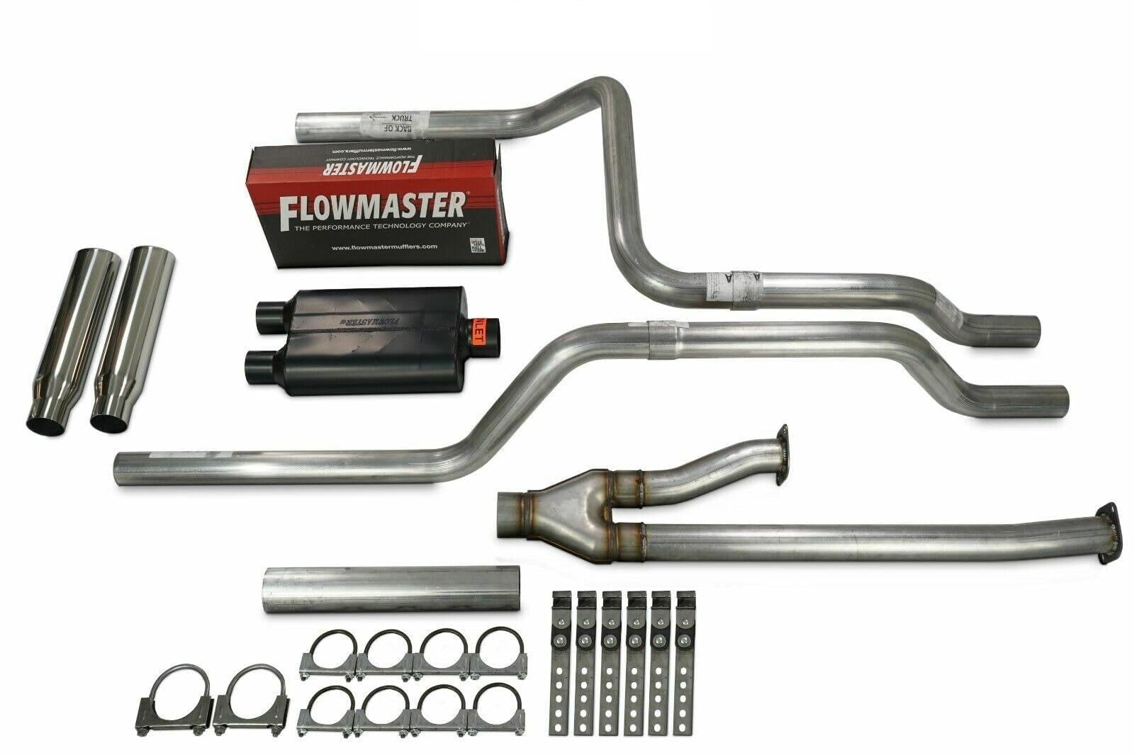 Truck Exhaust Kits 2.5" Dual Exhaust Kit with Flowmaster Super 44 Rear Exit Rolled Tips Fits Tundra 09-21