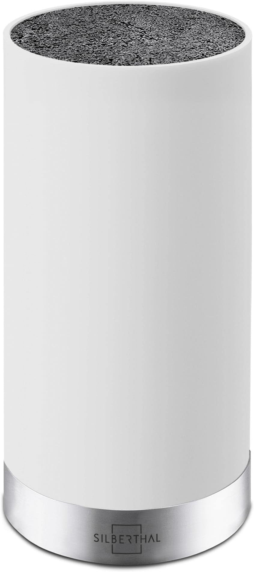 Universal Knife Block Without Knives 22 x 11cm - Space Saver for up to 10 Knives Holder - Removable Bristle Fibre - Sturdy 1,2kg - White