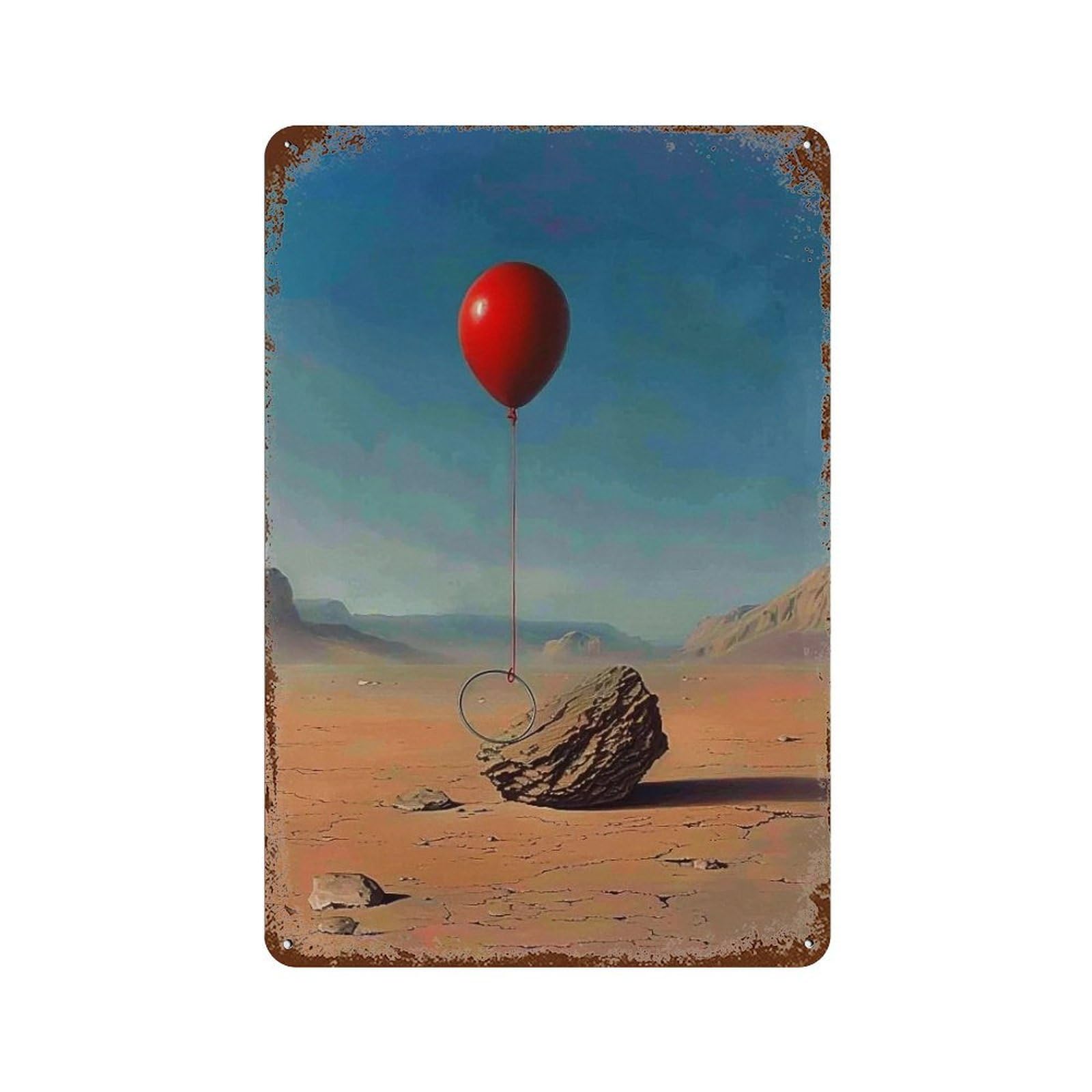 Wihyrtui Style Surreal Desert Ring Floating Rock 04 Wall Retro Iron Metal Tin Sign Vintage Art Poster Modern Home Cofffee Club Art Bar Shop Decor 30X20cm