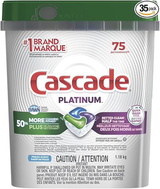 Cascade Platinum ActionPacs Dishwasher Detergent Fresh Scent 35 Count