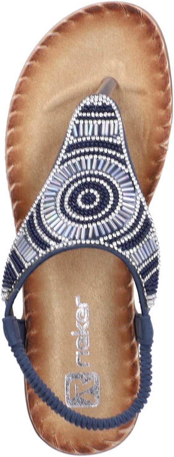 Rieker Women's V7561 Toe Separator Sandals, blue, 8.5 US