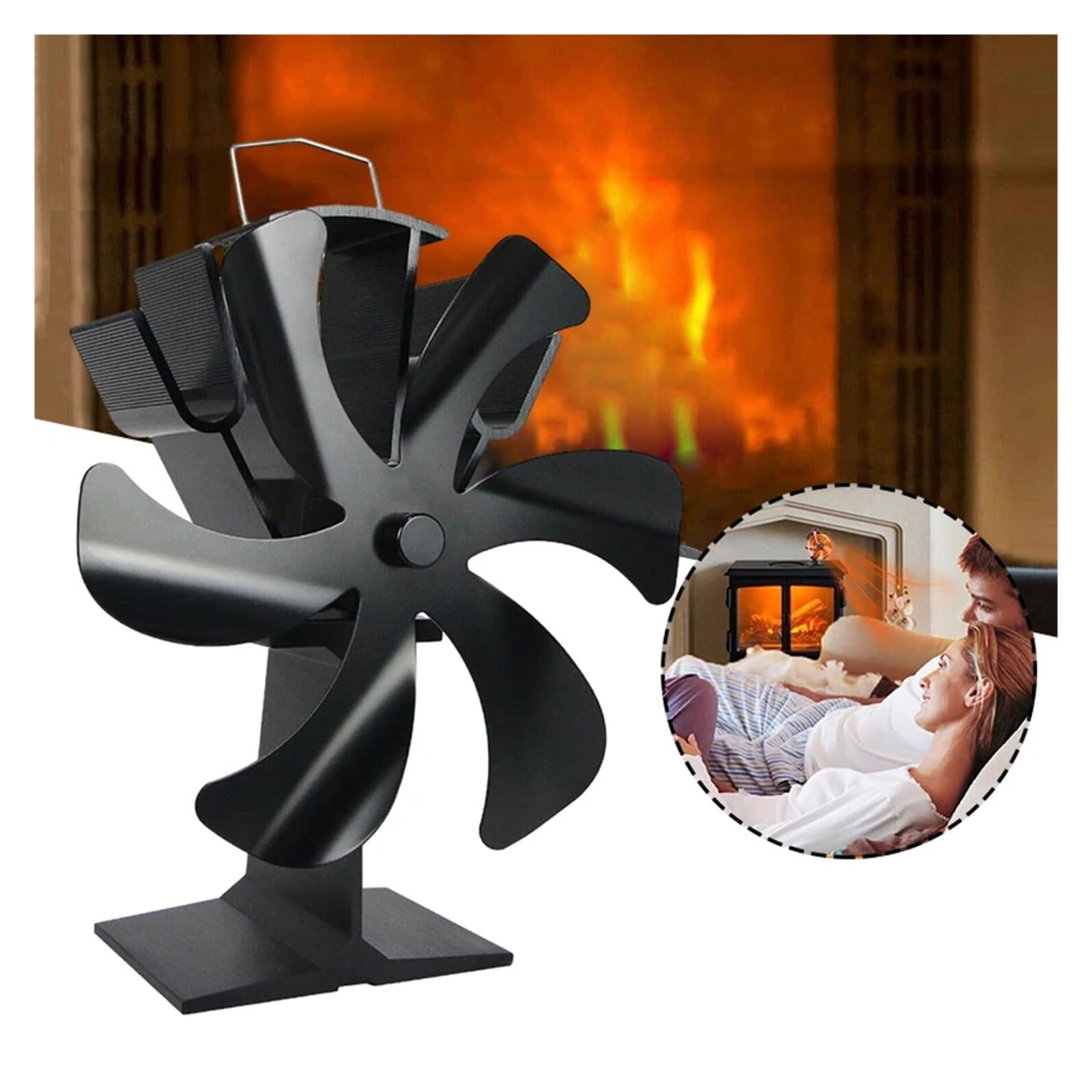 Ventilador Estufa Leña Ventilador De Estufa Leña 6 Aspas Alimentado Por Calor Ecológico Chimenea Silencioso Calentador Hogar Cálido For El Invierno Distribución Eficiente Del