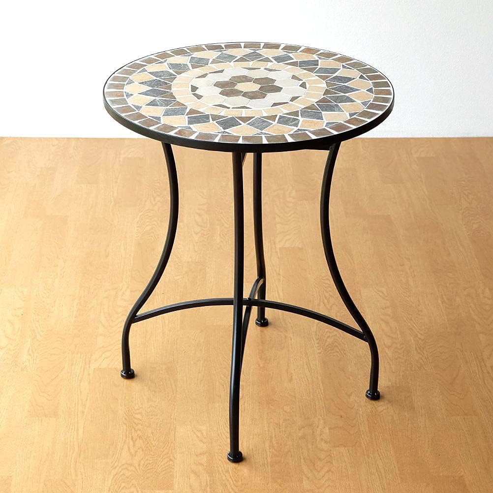 Amazon ガーデンテーブル タイル おしゃれ かわいい アイアン 円形 丸型 モザイクガーデンテーブル スモールフラワー ガーデンテーブル